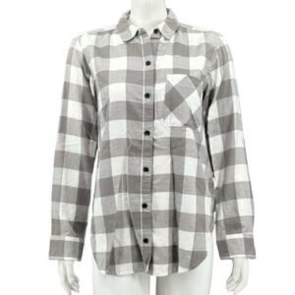 Abercrombie & Fitch Gray White Plaid Button Down Shirt Women’s Size S Casual - Picture 1 of 3